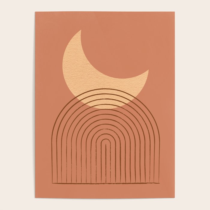 Moon Mountain Terra Orange - Mid century modern Poster Gallery Image 4