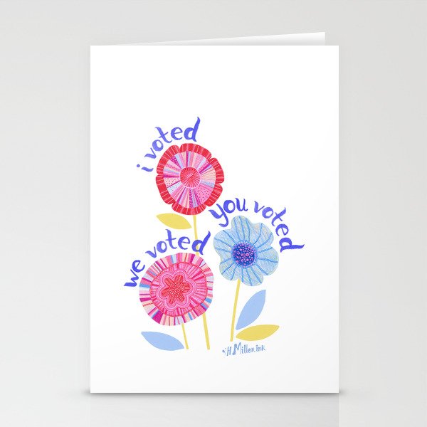 United We Grow - Vote | Floral in Red, Pink, & Blue Stationery Card Gallery Image 2