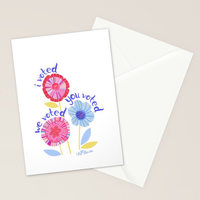 United We Grow - Vote | Floral in Red, Pink, & Blue Stationery Card Gallery Image 2