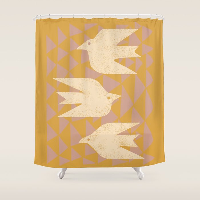 Doves In Flight (Yellow) Shower Curtain Gallery Image 1