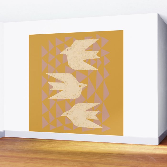 Doves In Flight (Yellow) Wall Mural Gallery Image 2
