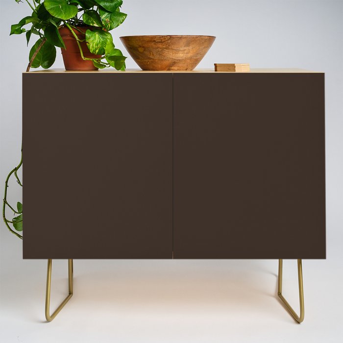 COCOA BROWN SOLID COLOR Dark Chocolate Plain Pattern  Credenza Gallery Image 1