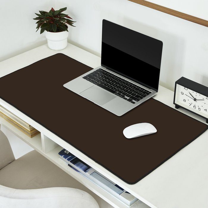COCOA BROWN SOLID COLOR Dark Chocolate Plain Pattern  Desk Mat Gallery Image 2