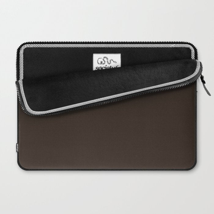 COCOA BROWN SOLID COLOR Dark Chocolate Plain Pattern  Laptop Sleeve Gallery Image 2