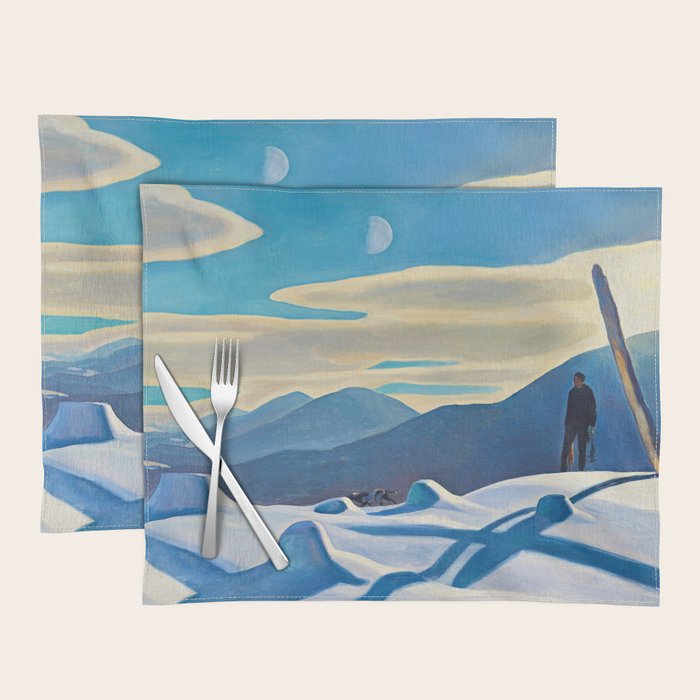 The Trapper, Winter Mountain landscape painting by Rockwell Kent Placemat Gallery Image 1