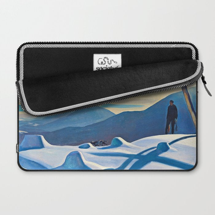The Trapper, Winter Mountain landscape painting by Rockwell Kent Laptop Sleeve Gallery Image 2