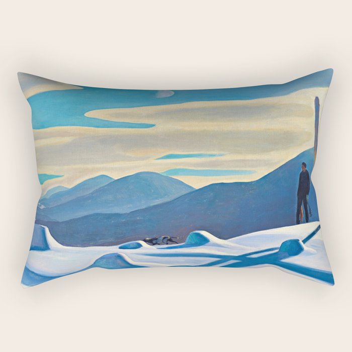 The Trapper, Winter Mountain landscape painting by Rockwell Kent Rectangular Pillow Gallery Image 1