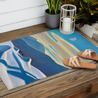 The Trapper, Winter Mountain landscape painting by Rockwell Kent Outdoor Rug Gallery Image 2