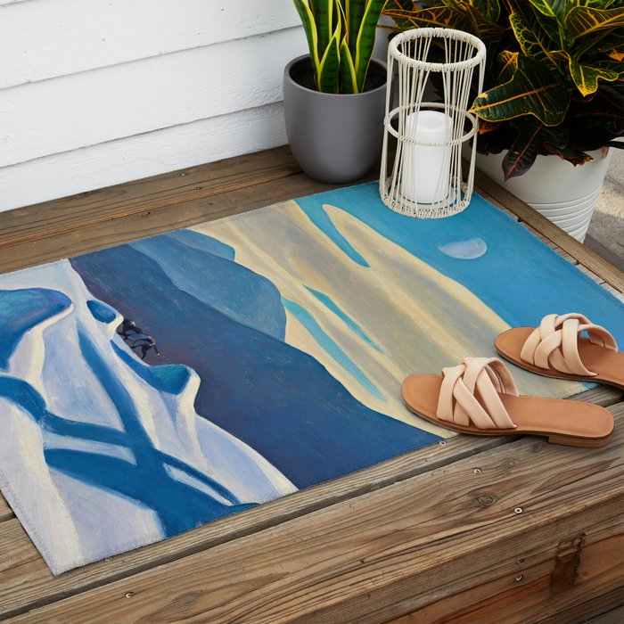 The Trapper, Winter Mountain landscape painting by Rockwell Kent Outdoor Rug Gallery Image 2