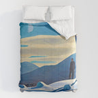 The Trapper, Winter Mountain landscape painting by Rockwell Kent Comforter Gallery Image 6