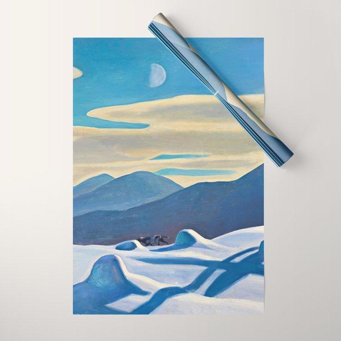 The Trapper, Winter Mountain landscape painting by Rockwell Kent Wrapping Paper Gallery Image 1