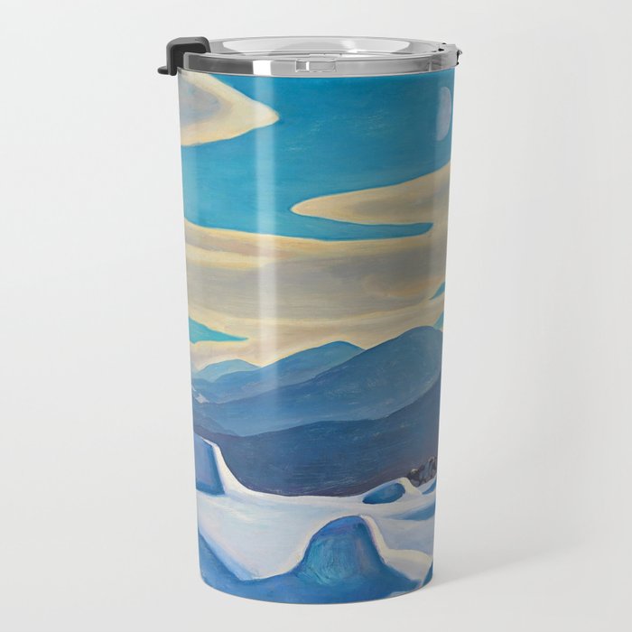 The Trapper, Winter Mountain landscape painting by Rockwell Kent Travel Mug Gallery Image 3