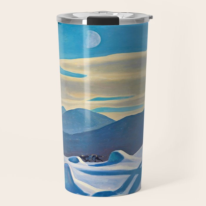 The Trapper, Winter Mountain landscape painting by Rockwell Kent Travel Mug Gallery Image 1