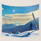 The Trapper, Winter Mountain landscape painting by Rockwell Kent Wall Tapestry Gallery Image 4