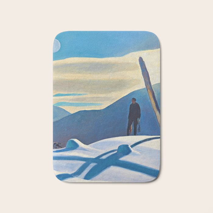 The Trapper, Winter Mountain landscape painting by Rockwell Kent Bath Mat Gallery Image 1