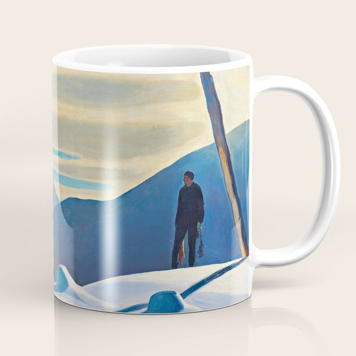 The Trapper, Winter Mountain landscape painting by Rockwell Kent Coffee Mug Gallery Image 1