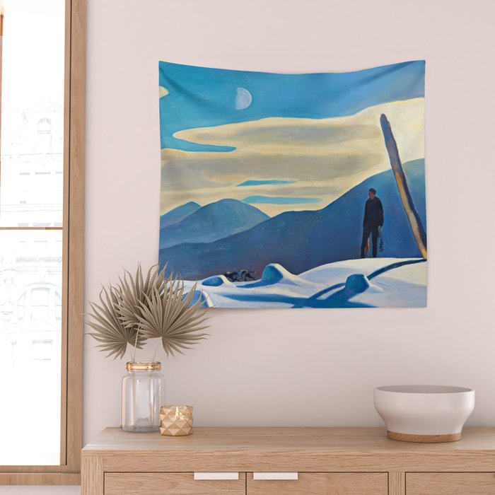 The Trapper, Winter Mountain landscape painting by Rockwell Kent Wall Tapestry Gallery Image 2