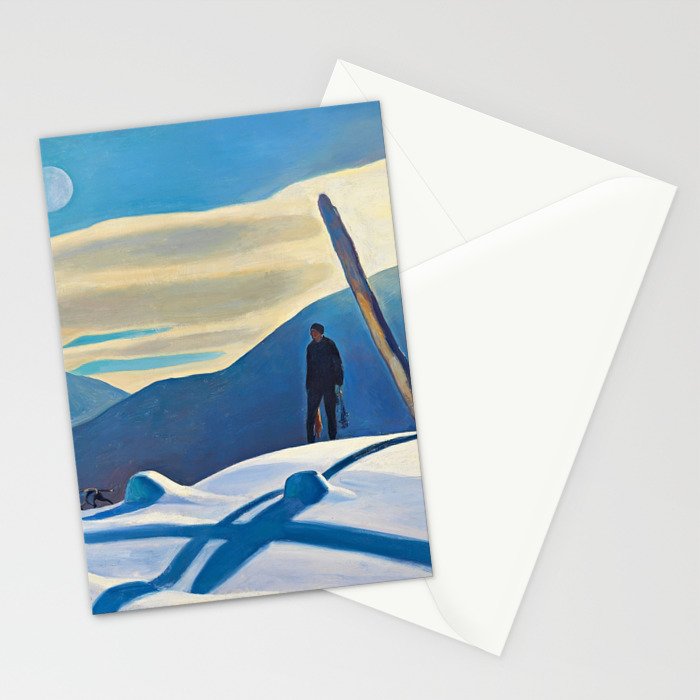 The Trapper, Winter Mountain landscape painting by Rockwell Kent Stationery Card Gallery Image 2