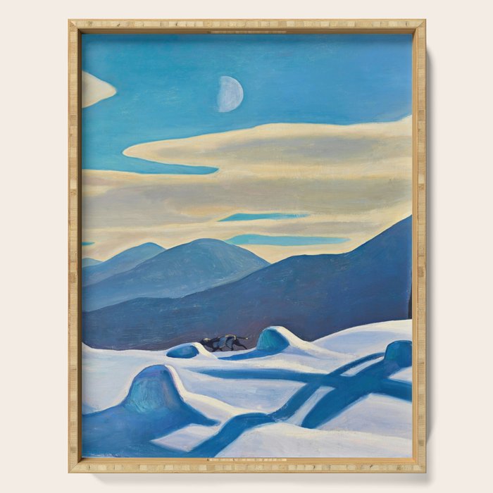 The Trapper, Winter Mountain landscape painting by Rockwell Kent Serving Tray Gallery Image 1