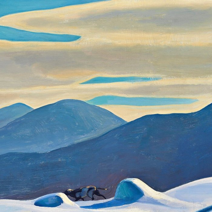 The Trapper, Winter Mountain landscape painting by Rockwell Kent Coffee Mug Gallery Image 2