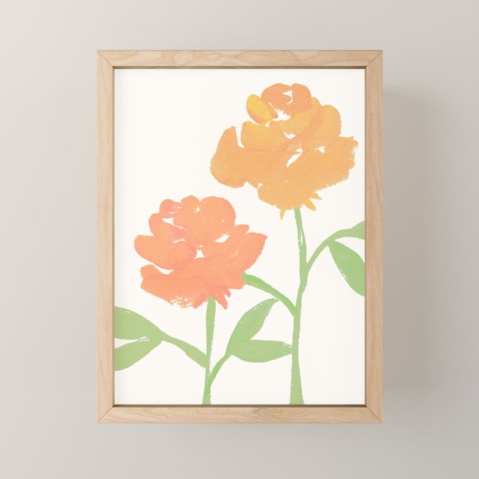 Yellow Roses - Gouache Botanical Painting Mini Art Print Gallery Image 1