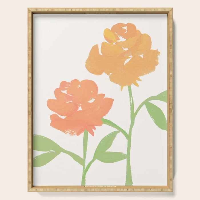 Yellow Roses - Gouache Botanical Painting Serving Tray Gallery Image 1