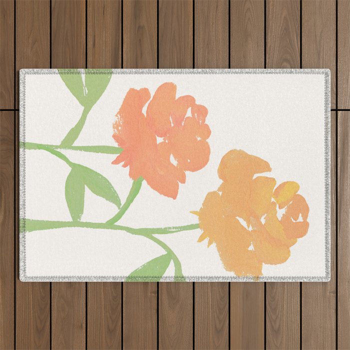 Yellow Roses - Gouache Botanical Painting Outdoor Rug Gallery Image 1