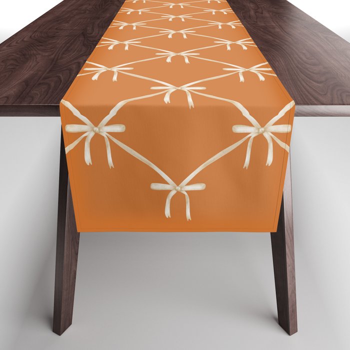Bows & Ribbons Pattern XV Orange Table Runner Gallery Image 1