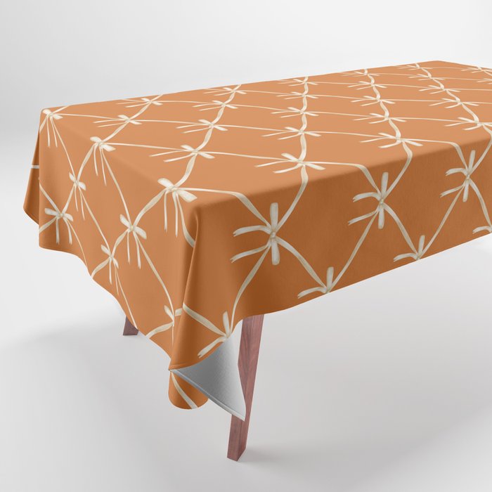 Bows & Ribbons Pattern XV Orange Tablecloth Gallery Image 1