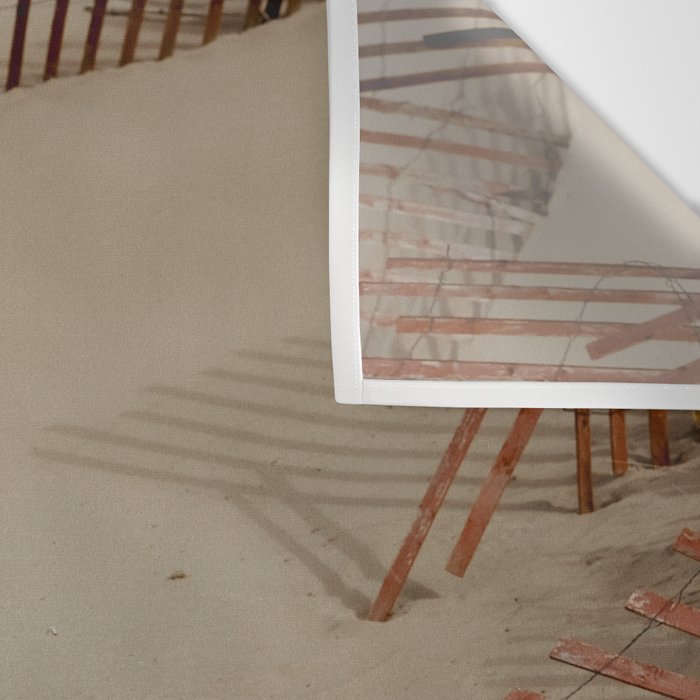 weathered red beach fence - sand coast travel photograph Wall Tapestry Gallery Image 3