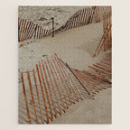 weathered red beach fence - sand coast travel photograph Jigsaw Puzzle Gallery Image 1