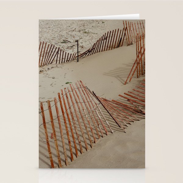 weathered red beach fence - sand coast travel photograph Stationery Card Gallery Image 2