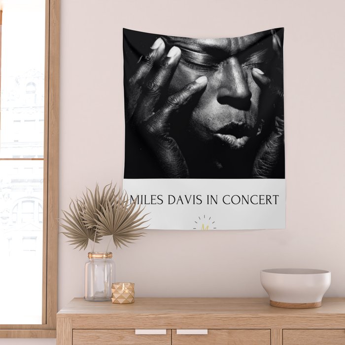 Vintage Miles Jazz in Concert Advertising Music Poster Wall Tapestry Gallery Image 2