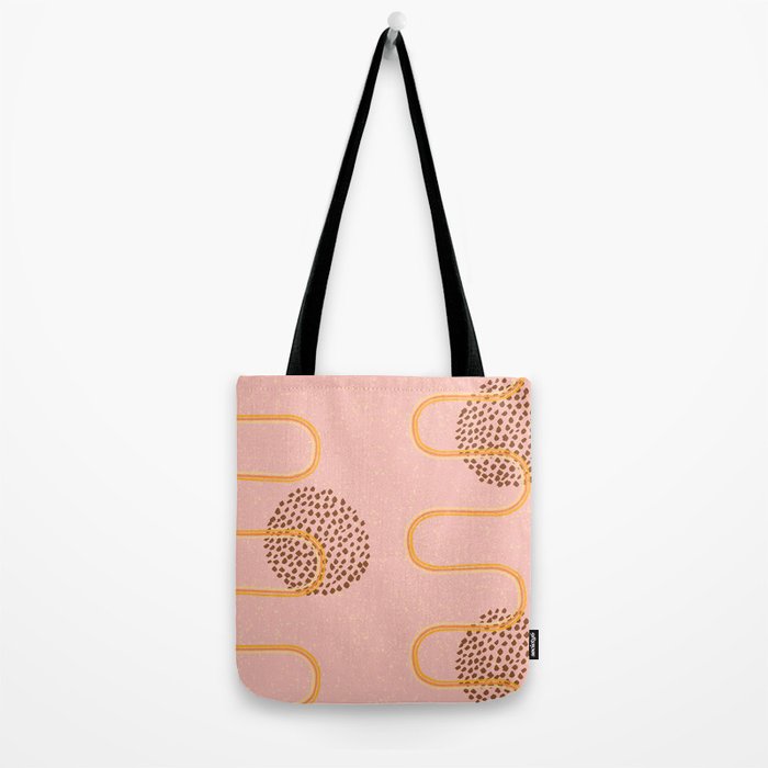 Abstract Fields in Peach Pink & Brown Tote Bag Gallery Image 2