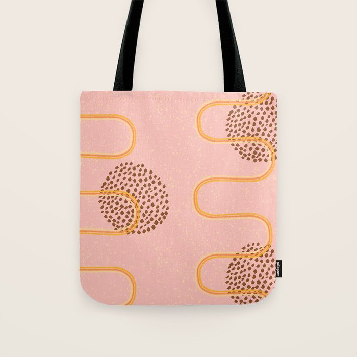 Abstract Fields in Peach Pink & Brown Tote Bag Gallery Image 1