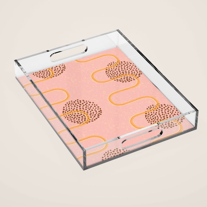 Abstract Fields in Peach Pink & Brown Acrylic Tray Gallery Image 1