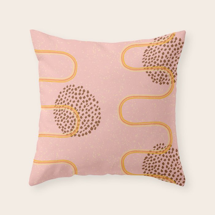 Abstract Fields in Peach Pink & Brown Throw Pillow Gallery Image 6