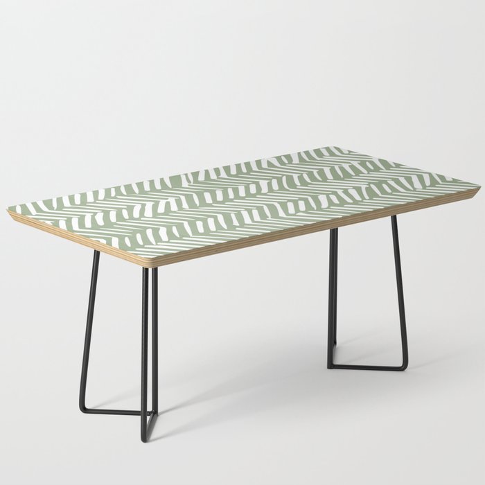 Rustic Herringbone Sage Green Coffee Table Gallery Image 1