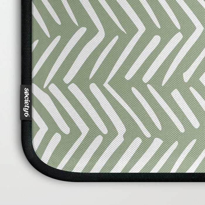 Rustic Herringbone Sage Green Laptop Sleeve Gallery Image 3