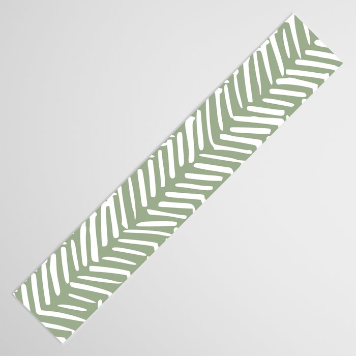Rustic Herringbone Sage Green Table Runner Gallery Image 3