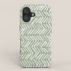 Rustic Herringbone Sage Green iPhone Case Gallery Image 1