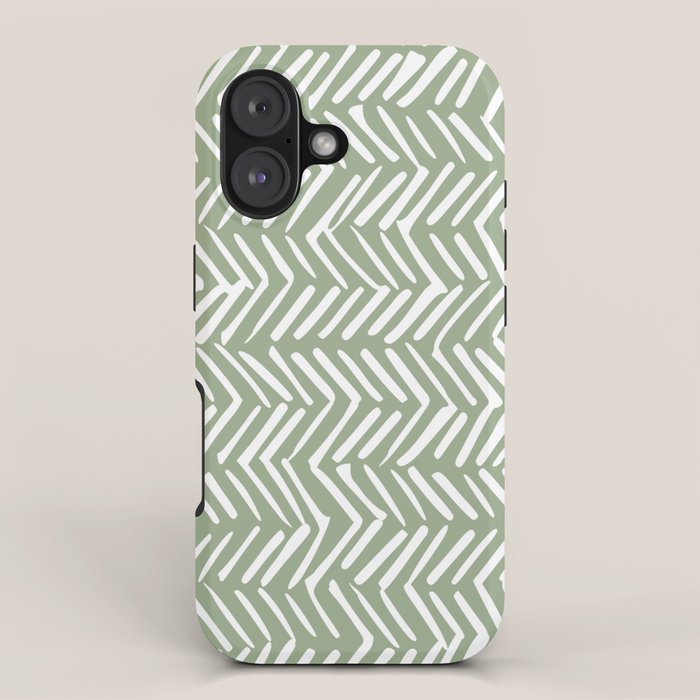 Rustic Herringbone Sage Green iPhone Case Gallery Image 1
