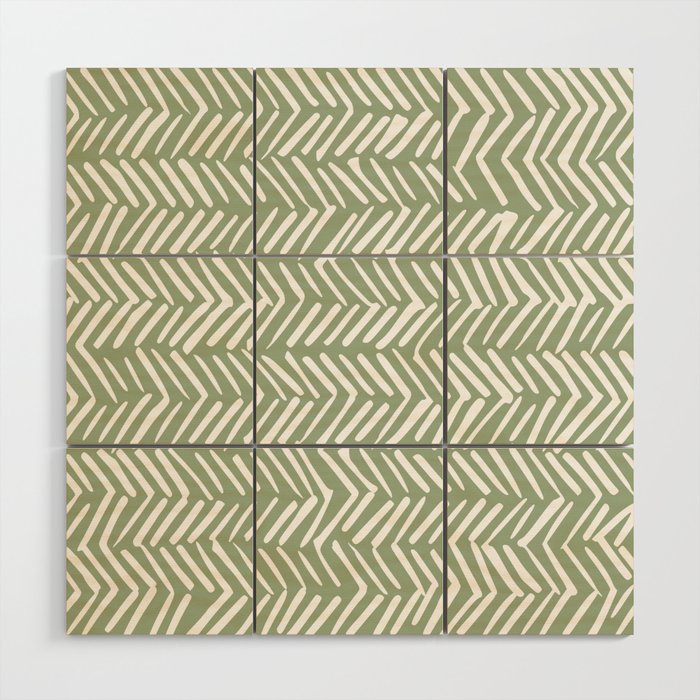 Rustic Herringbone Sage Green Wood Wall Art Gallery Image 1