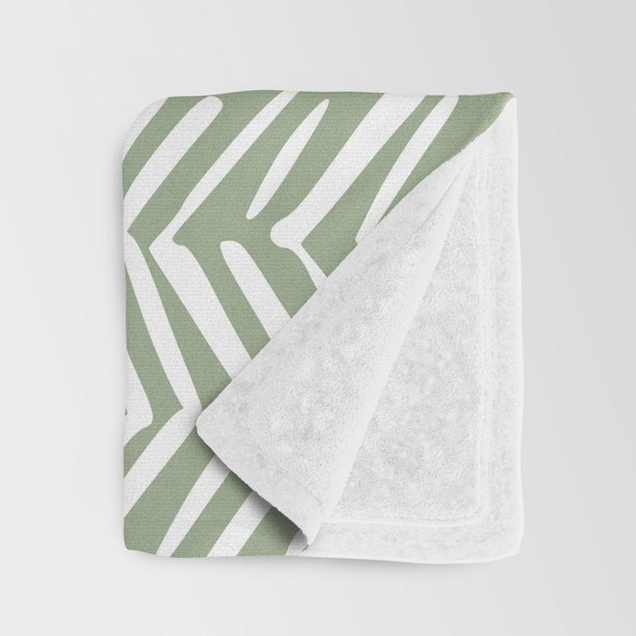 Rustic Herringbone Sage Green Throw Blanket Gallery Image 3