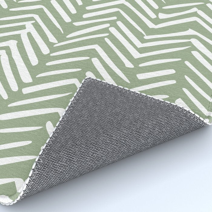 Rustic Herringbone Sage Green Rug Gallery Image 4