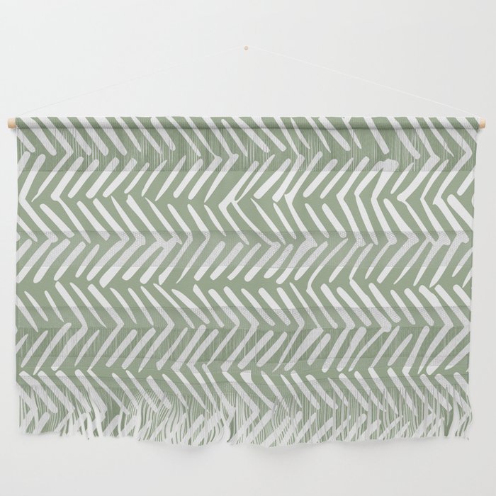 Rustic Herringbone Sage Green Wall Hanging Gallery Image 1