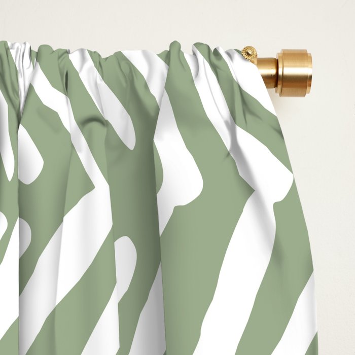 Rustic Herringbone Sage Green Window Curtain Gallery Image 2