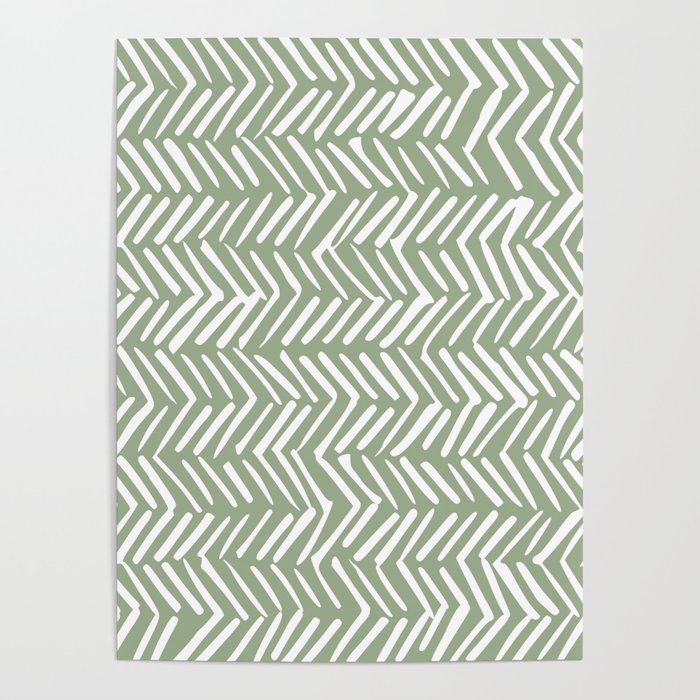 Rustic Herringbone Sage Green Poster Gallery Image 4