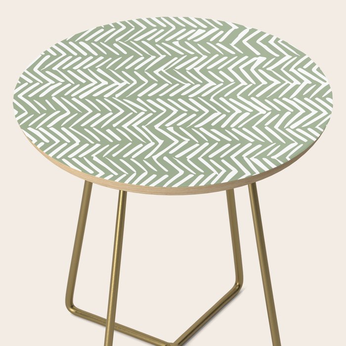 Rustic Herringbone Sage Green Side Table Gallery Image 2