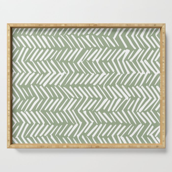 Rustic Herringbone Sage Green Serving Tray Gallery Image 1